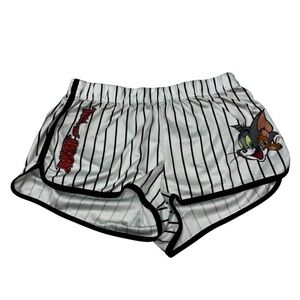 Tom & Jerry Girl's Size XL Athletic Running Shorts White Striped Lounge Shorts